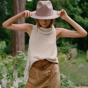 Anthropologie Pilcro Knit Turtleneck Sweater Tank in Ivory